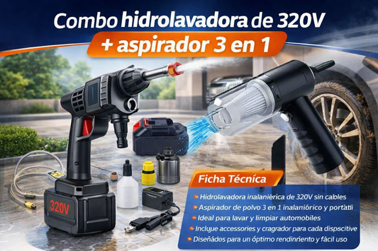 Combo Hidrolavadora 320V + Aspiradora 3 en 1
